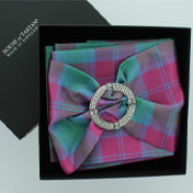 Scarf, with Scarf Ring, Dupion, Lindsay Tartan